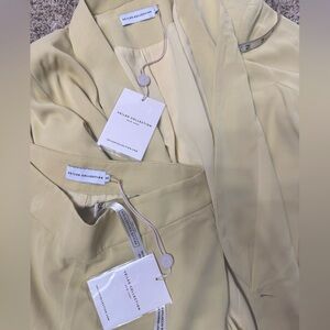 Pastel Yellow Wrap Blazer and Pants Set